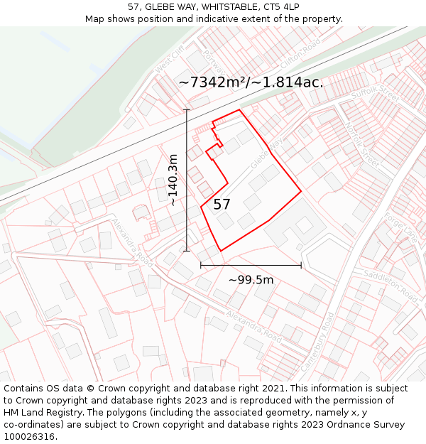 57, GLEBE WAY, WHITSTABLE, CT5 4LP: Plot and title map
