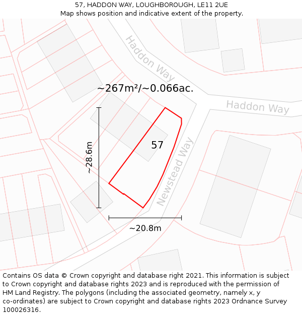 57, HADDON WAY, LOUGHBOROUGH, LE11 2UE: Plot and title map