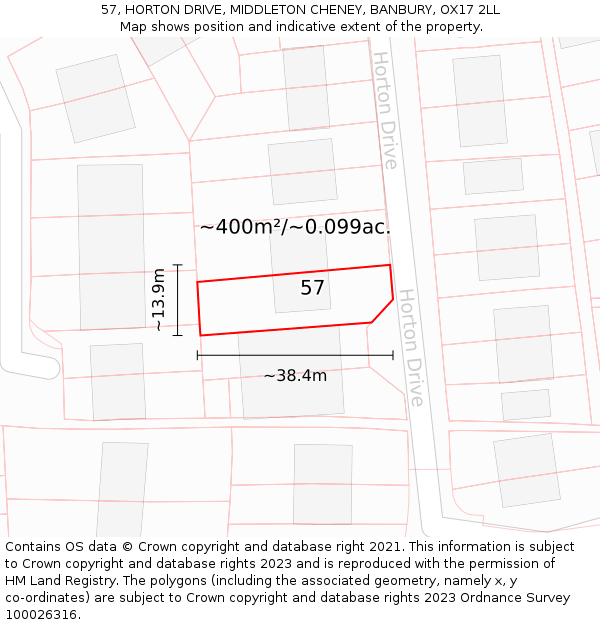 57, HORTON DRIVE, MIDDLETON CHENEY, BANBURY, OX17 2LL: Plot and title map
