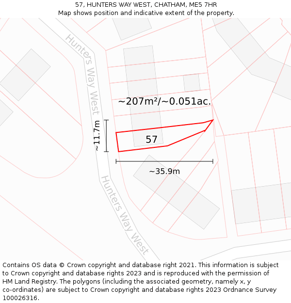 57, HUNTERS WAY WEST, CHATHAM, ME5 7HR: Plot and title map