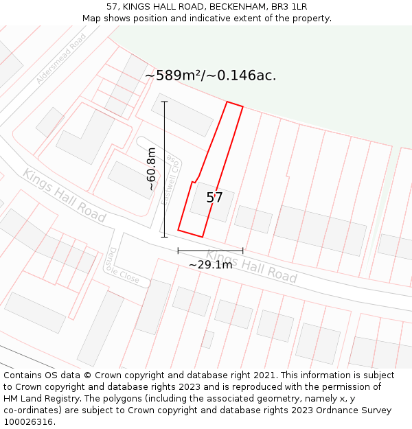 57, KINGS HALL ROAD, BECKENHAM, BR3 1LR: Plot and title map