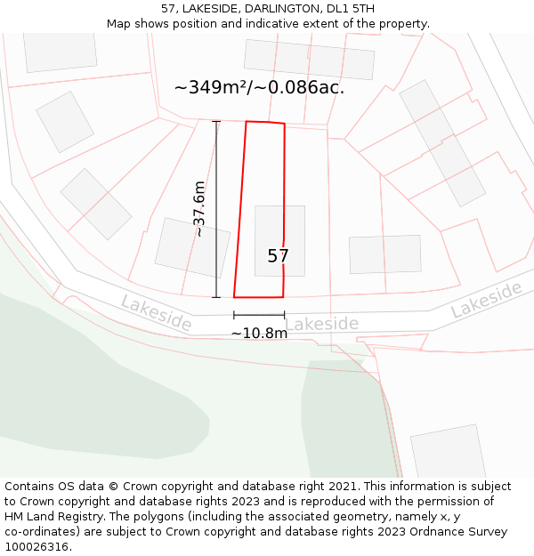 57, LAKESIDE, DARLINGTON, DL1 5TH: Plot and title map