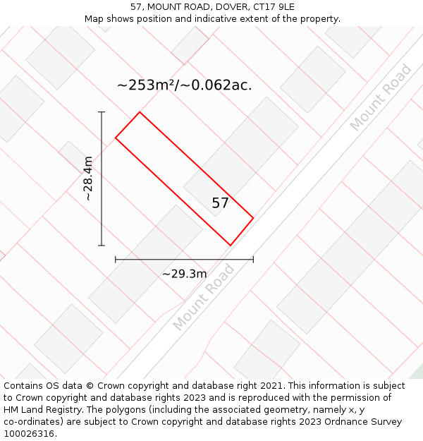 57, MOUNT ROAD, DOVER, CT17 9LE: Plot and title map