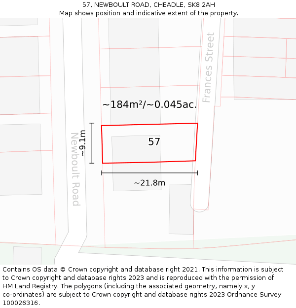 57, NEWBOULT ROAD, CHEADLE, SK8 2AH: Plot and title map
