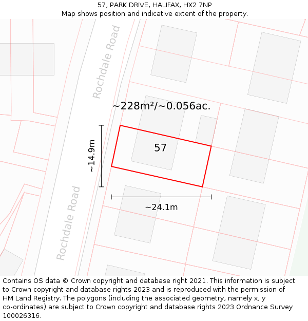 57, PARK DRIVE, HALIFAX, HX2 7NP: Plot and title map