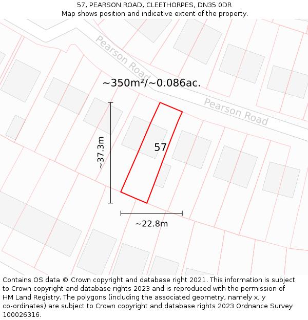 57, PEARSON ROAD, CLEETHORPES, DN35 0DR: Plot and title map
