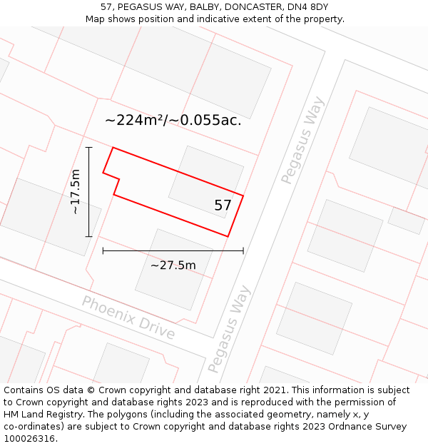 57, PEGASUS WAY, BALBY, DONCASTER, DN4 8DY: Plot and title map