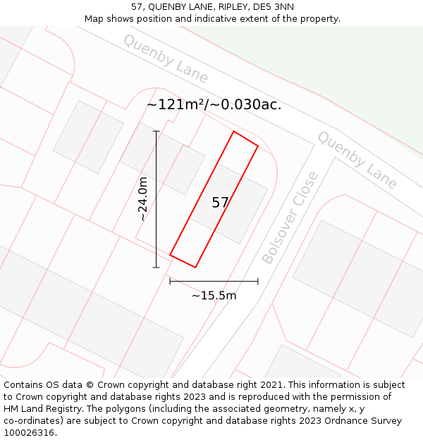 57, QUENBY LANE, RIPLEY, DE5 3NN: Plot and title map