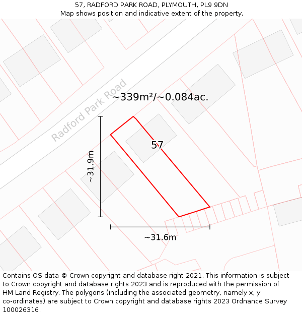 57, RADFORD PARK ROAD, PLYMOUTH, PL9 9DN: Plot and title map