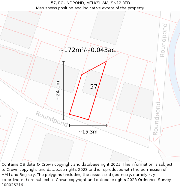 57, ROUNDPOND, MELKSHAM, SN12 8EB: Plot and title map