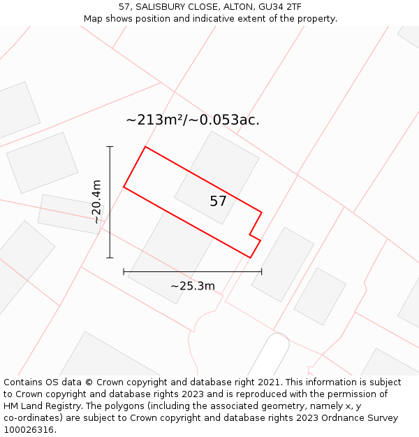 57, SALISBURY CLOSE, ALTON, GU34 2TF: Plot and title map