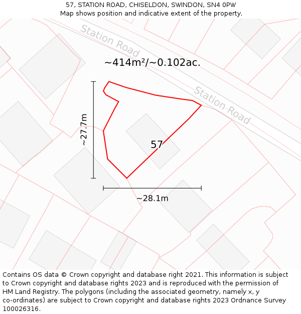 57, STATION ROAD, CHISELDON, SWINDON, SN4 0PW: Plot and title map