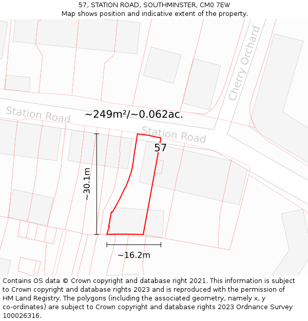 57, STATION ROAD, SOUTHMINSTER, CM0 7EW: Plot and title map
