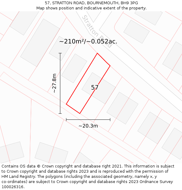 57, STRATTON ROAD, BOURNEMOUTH, BH9 3PG: Plot and title map