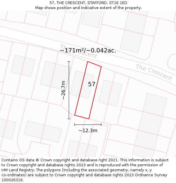 57, THE CRESCENT, STAFFORD, ST16 1ED: Plot and title map