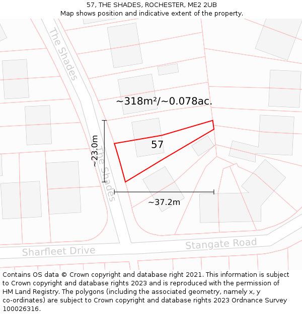 57, THE SHADES, ROCHESTER, ME2 2UB: Plot and title map