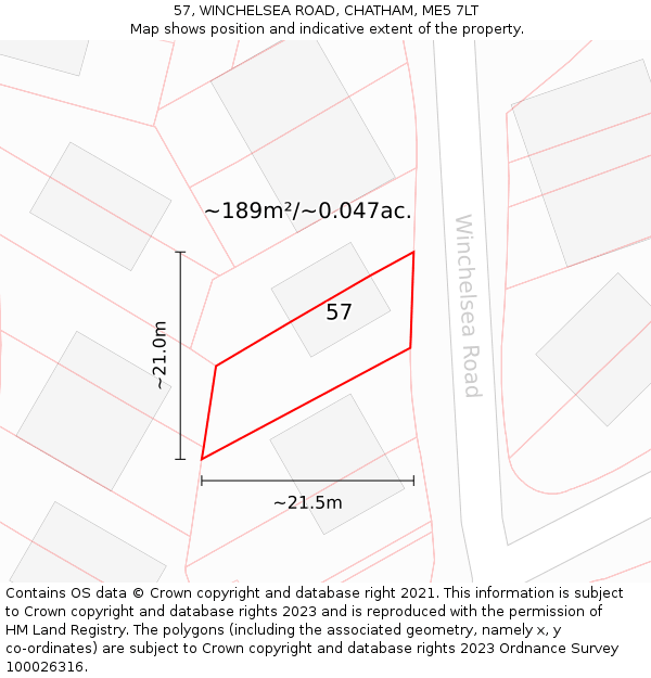 57, WINCHELSEA ROAD, CHATHAM, ME5 7LT: Plot and title map