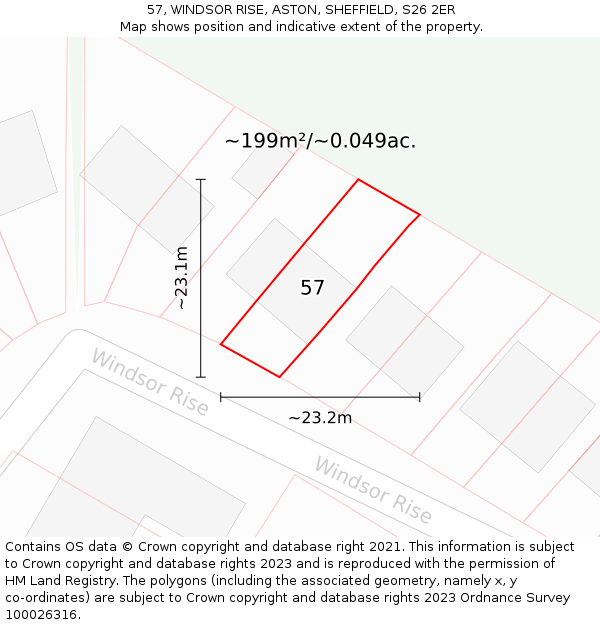 57, WINDSOR RISE, ASTON, SHEFFIELD, S26 2ER: Plot and title map