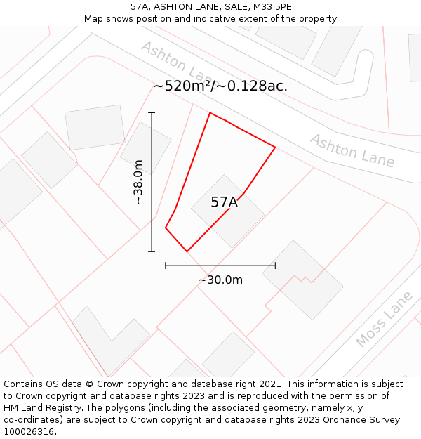 57A, ASHTON LANE, SALE, M33 5PE: Plot and title map