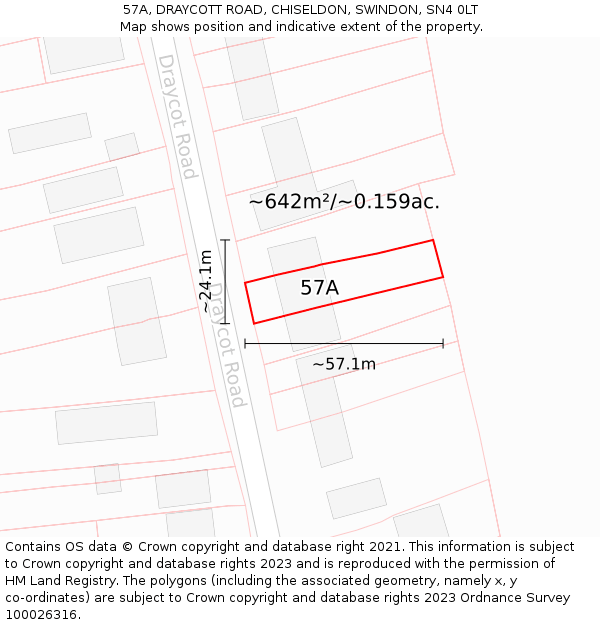 57A, DRAYCOTT ROAD, CHISELDON, SWINDON, SN4 0LT: Plot and title map