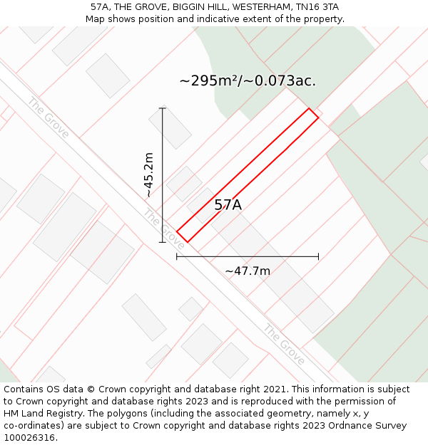 57A, THE GROVE, BIGGIN HILL, WESTERHAM, TN16 3TA: Plot and title map