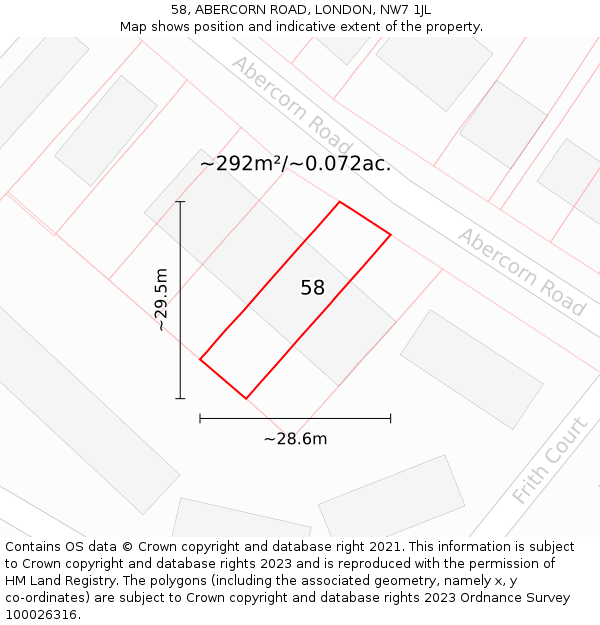 58, ABERCORN ROAD, LONDON, NW7 1JL: Plot and title map