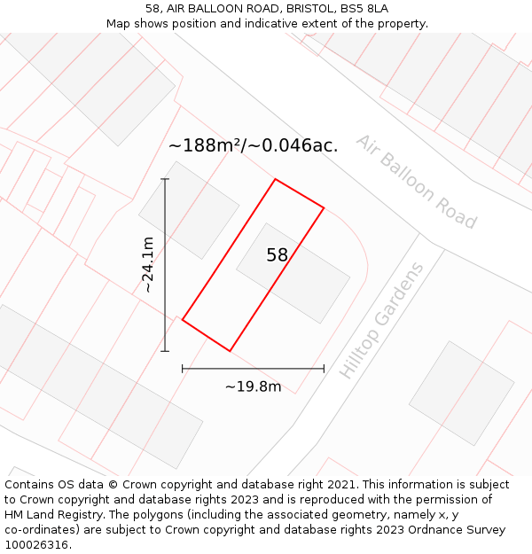 58, AIR BALLOON ROAD, BRISTOL, BS5 8LA: Plot and title map