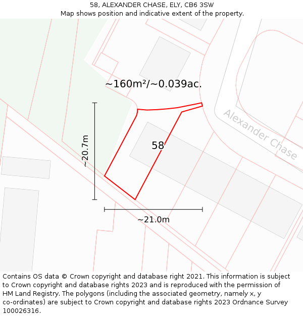 58, ALEXANDER CHASE, ELY, CB6 3SW: Plot and title map