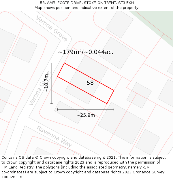 58, AMBLECOTE DRIVE, STOKE-ON-TRENT, ST3 5XH: Plot and title map