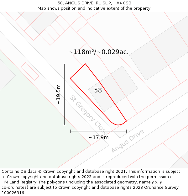 58, ANGUS DRIVE, RUISLIP, HA4 0SB: Plot and title map