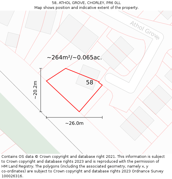 58, ATHOL GROVE, CHORLEY, PR6 0LL: Plot and title map