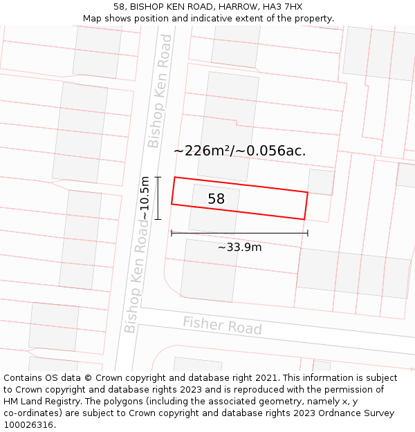 58, BISHOP KEN ROAD, HARROW, HA3 7HX: Plot and title map
