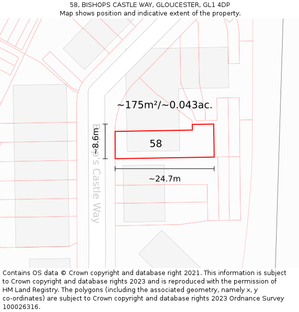 58, BISHOPS CASTLE WAY, GLOUCESTER, GL1 4DP: Plot and title map