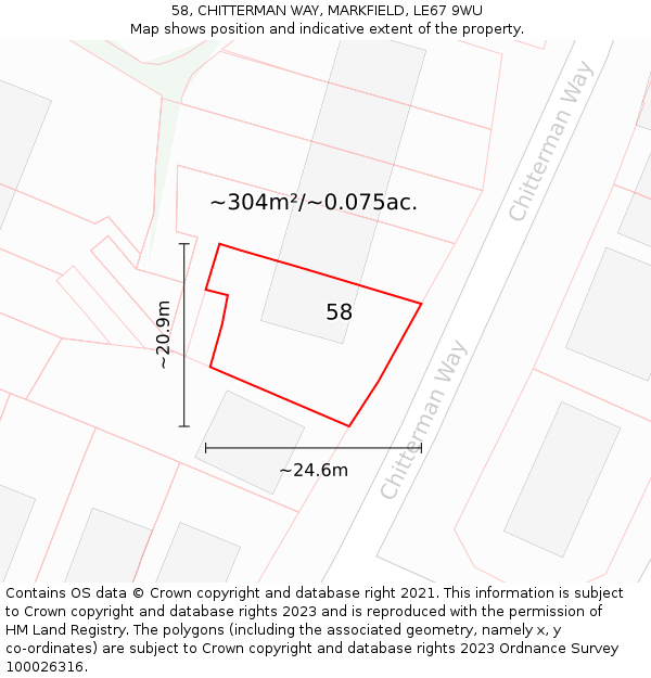 58, CHITTERMAN WAY, MARKFIELD, LE67 9WU: Plot and title map