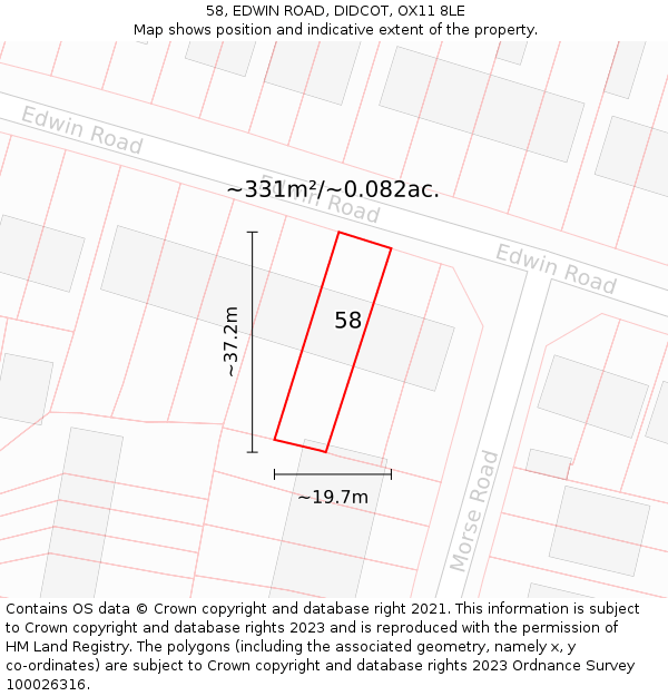 58, EDWIN ROAD, DIDCOT, OX11 8LE: Plot and title map