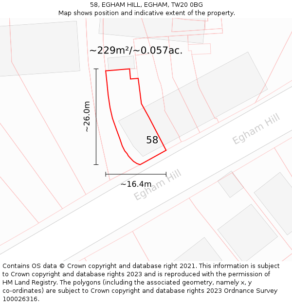 58, EGHAM HILL, EGHAM, TW20 0BG: Plot and title map
