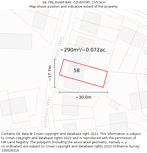 58, FRILSHAM WAY, COVENTRY, CV5 9LH: Plot and title map