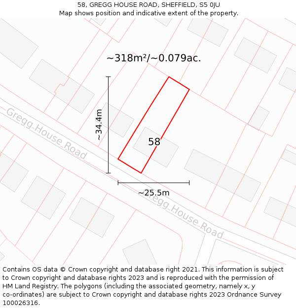 58, GREGG HOUSE ROAD, SHEFFIELD, S5 0JU: Plot and title map