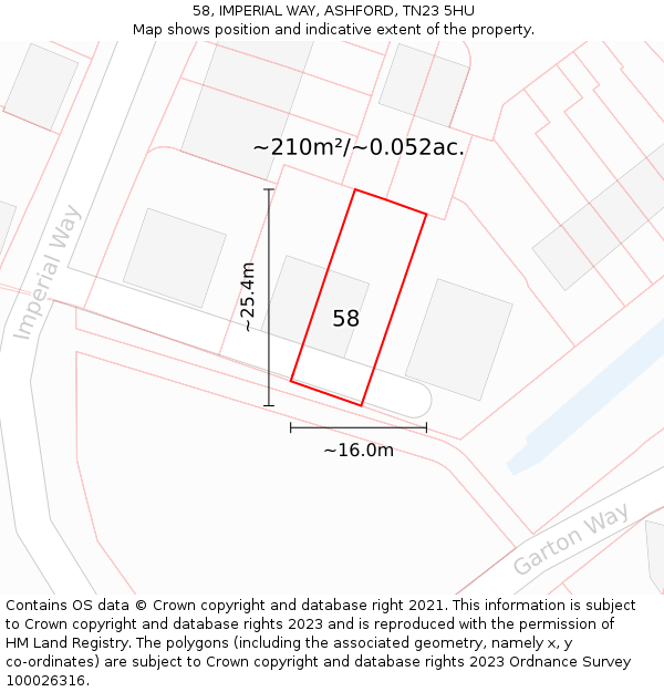 58, IMPERIAL WAY, ASHFORD, TN23 5HU: Plot and title map