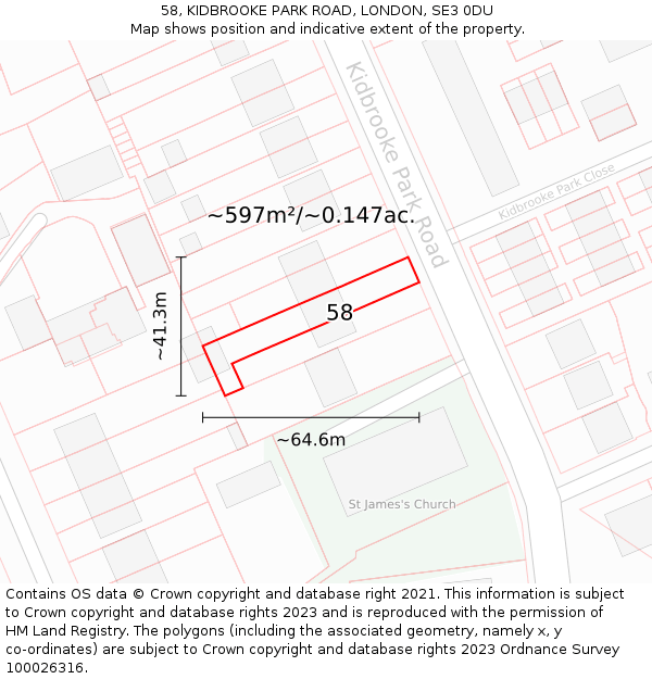 58, KIDBROOKE PARK ROAD, LONDON, SE3 0DU: Plot and title map