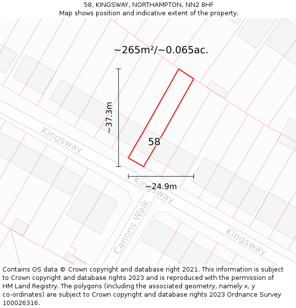 58, KINGSWAY, NORTHAMPTON, NN2 8HF: Plot and title map