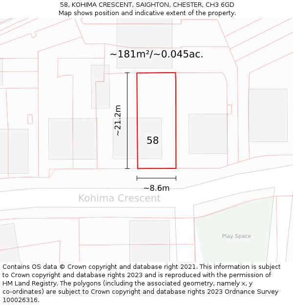 58, KOHIMA CRESCENT, SAIGHTON, CHESTER, CH3 6GD: Plot and title map