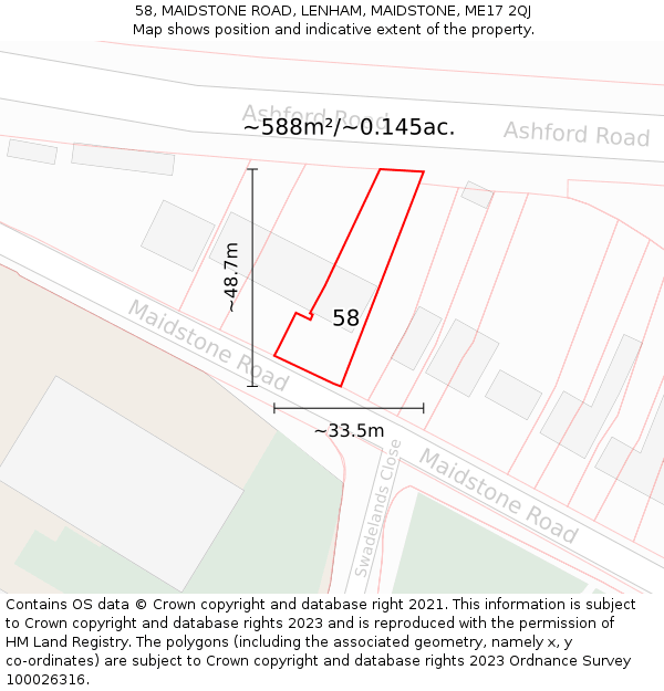 58, MAIDSTONE ROAD, LENHAM, MAIDSTONE, ME17 2QJ: Plot and title map