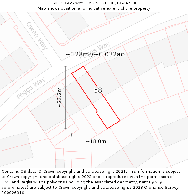 58, PEGGS WAY, BASINGSTOKE, RG24 9FX: Plot and title map