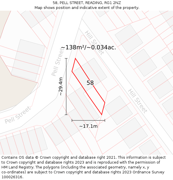 58, PELL STREET, READING, RG1 2NZ: Plot and title map