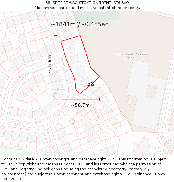 58, SPITFIRE WAY, STOKE-ON-TRENT, ST6 5XQ: Plot and title map