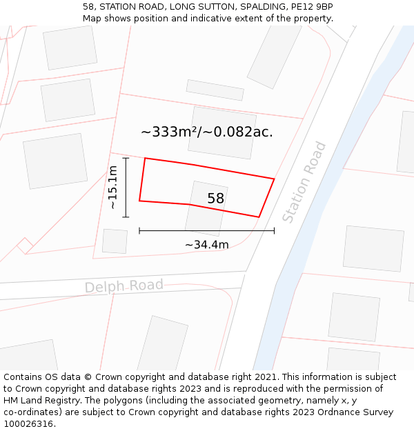 58, STATION ROAD, LONG SUTTON, SPALDING, PE12 9BP: Plot and title map