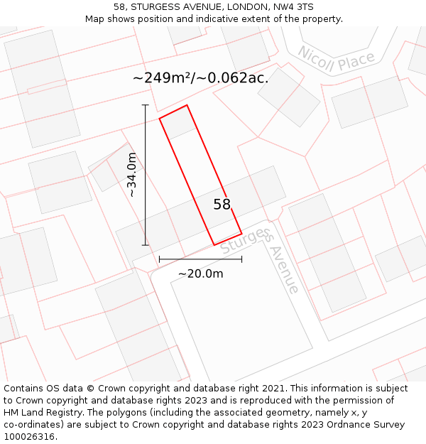 58, STURGESS AVENUE, LONDON, NW4 3TS: Plot and title map