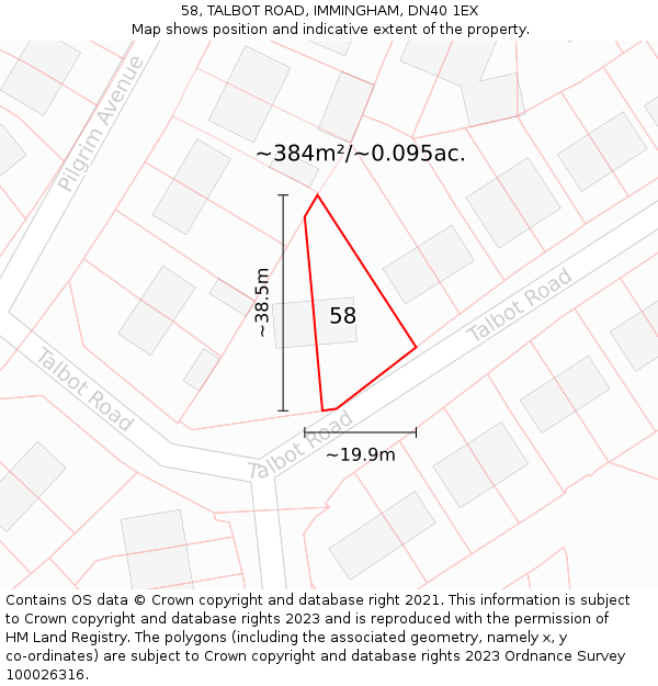 58, TALBOT ROAD, IMMINGHAM, DN40 1EX: Plot and title map