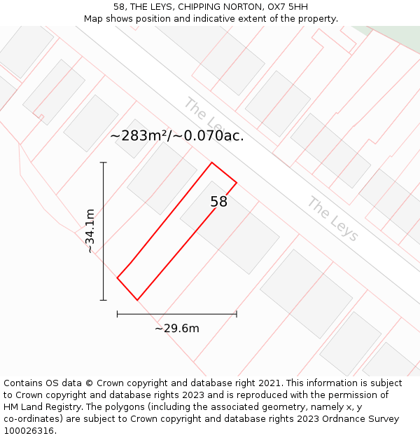 58, THE LEYS, CHIPPING NORTON, OX7 5HH: Plot and title map